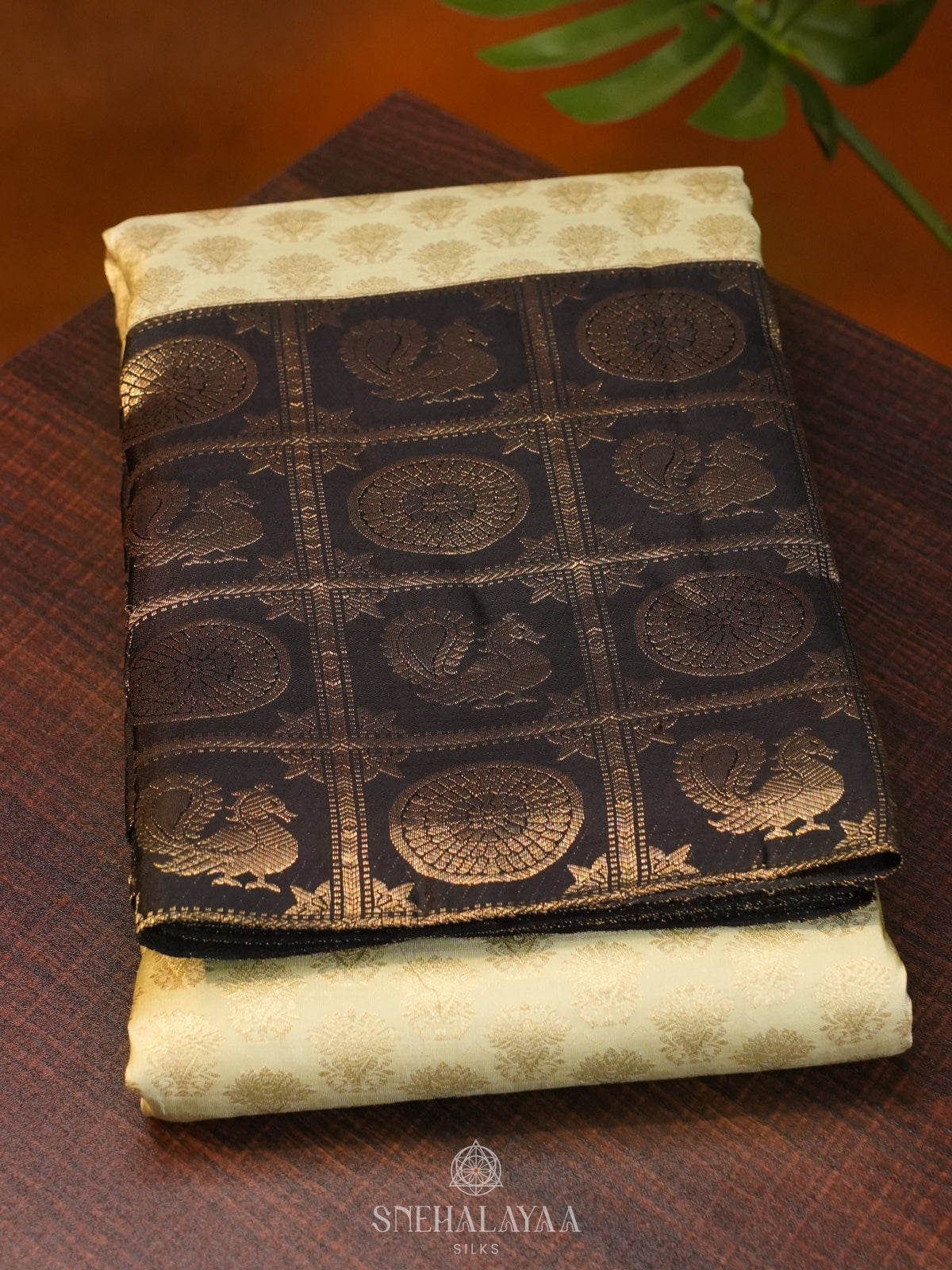 Cream Kanjivaram Silk Saree