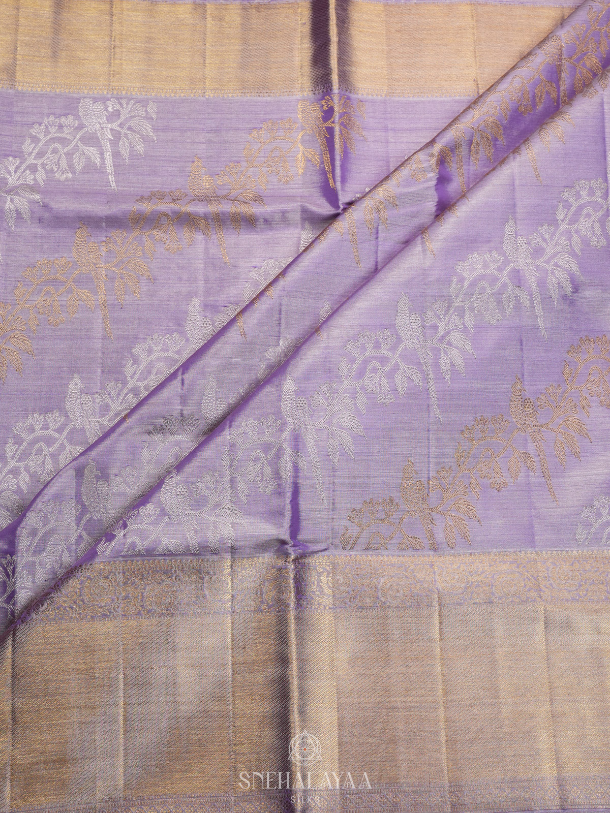 Lilac Tissue Kanjivaram Silk Saree