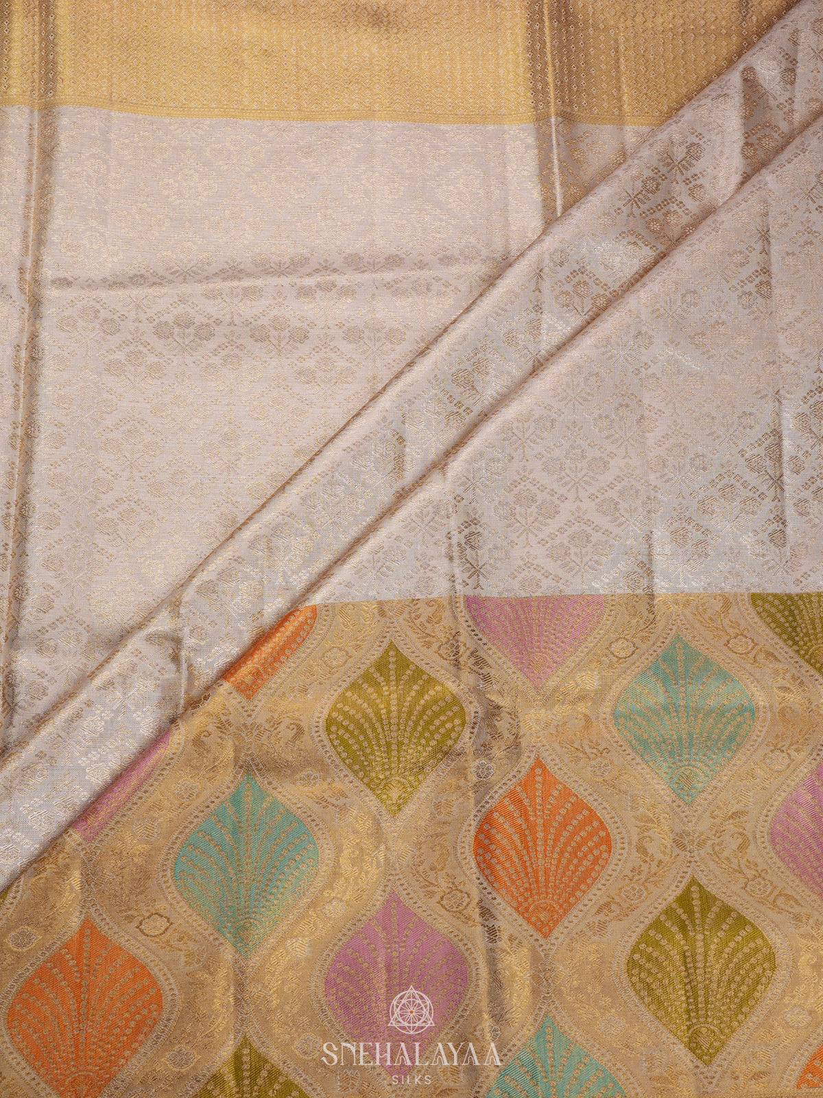 Off White Tissue Kanjivaram Silk Saree