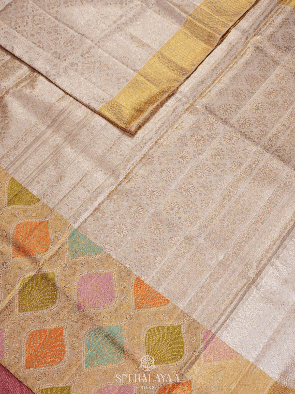 Off White Tissue Kanjivaram Silk Saree