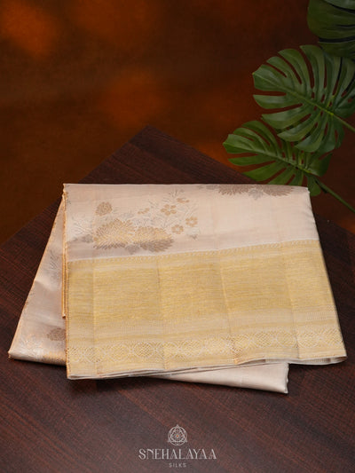 Beige Tissue Kanjivaram Silk Saree