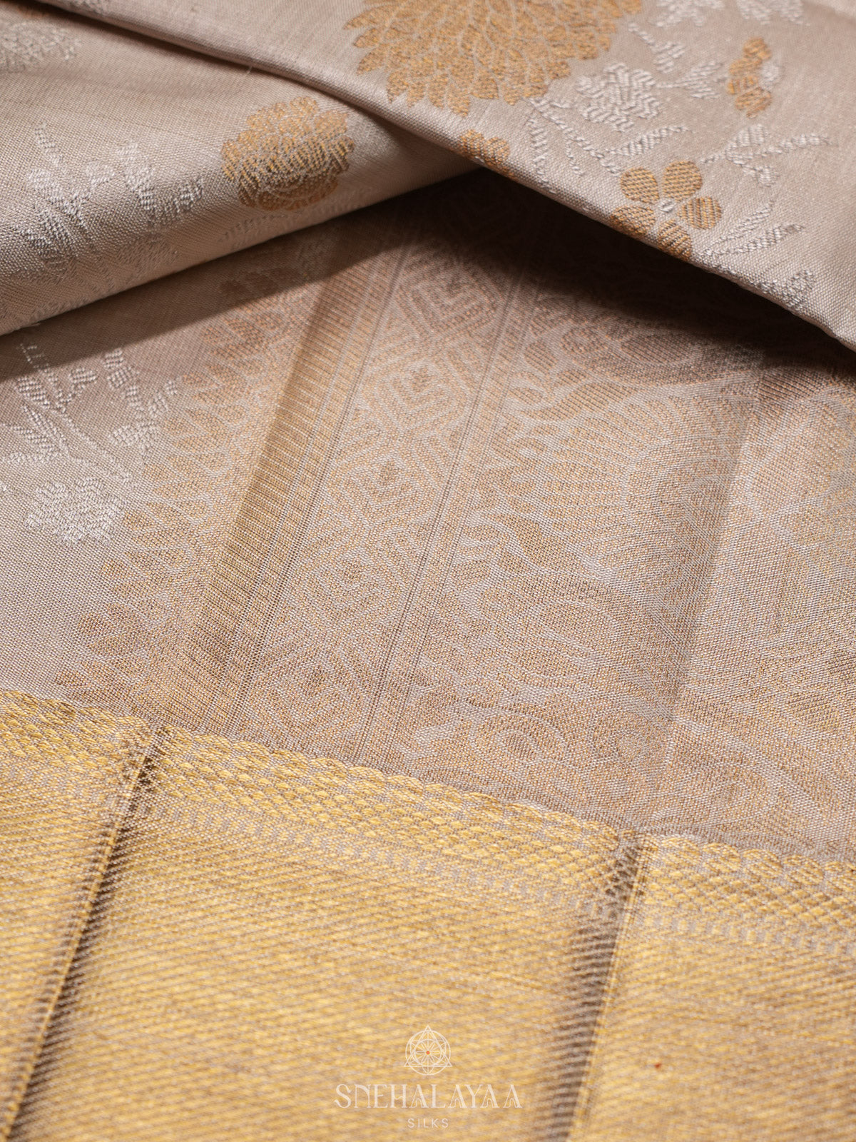 Beige Tissue Kanjivaram Silk Saree