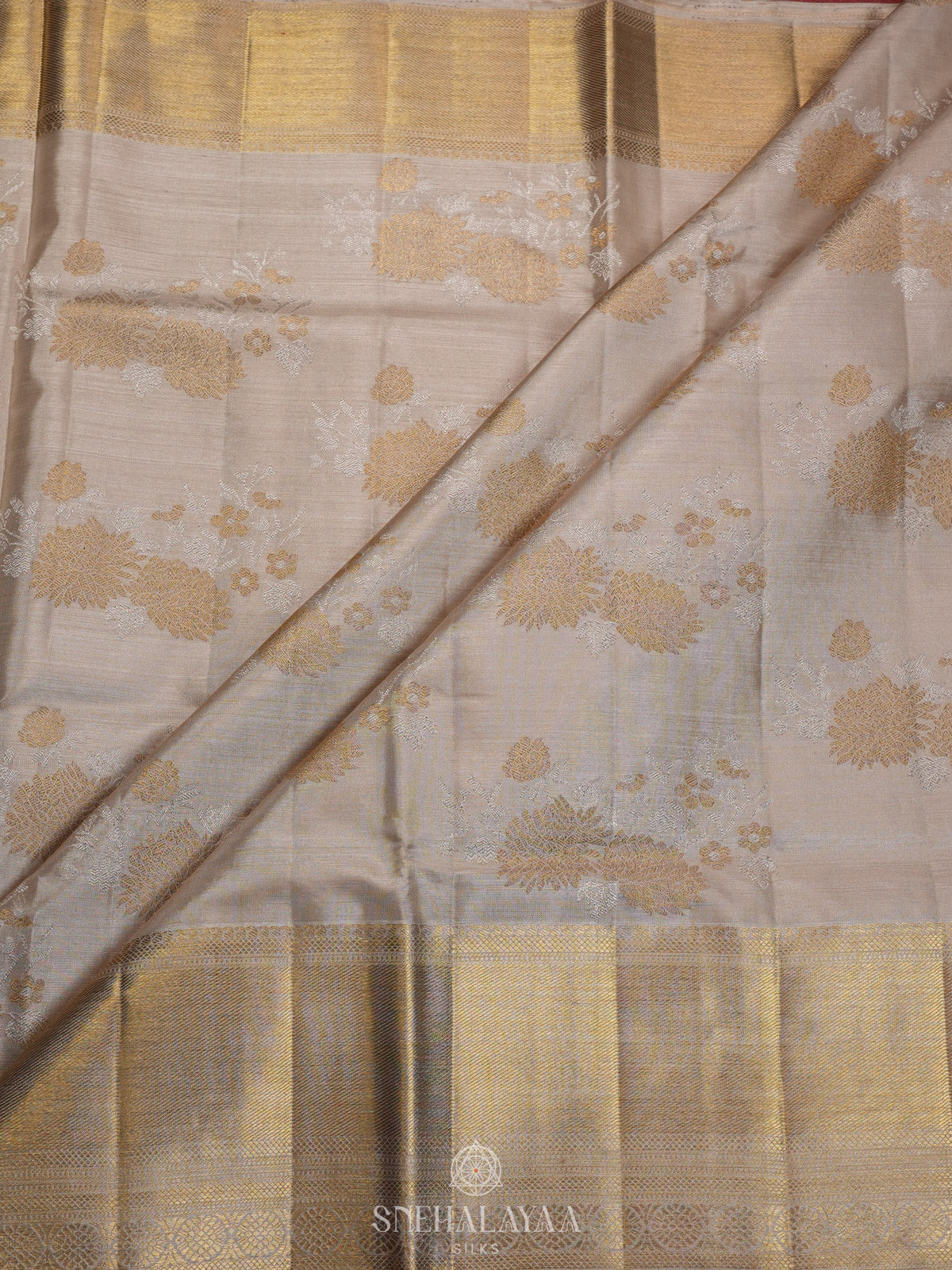 Beige Tissue Kanjivaram Silk Saree