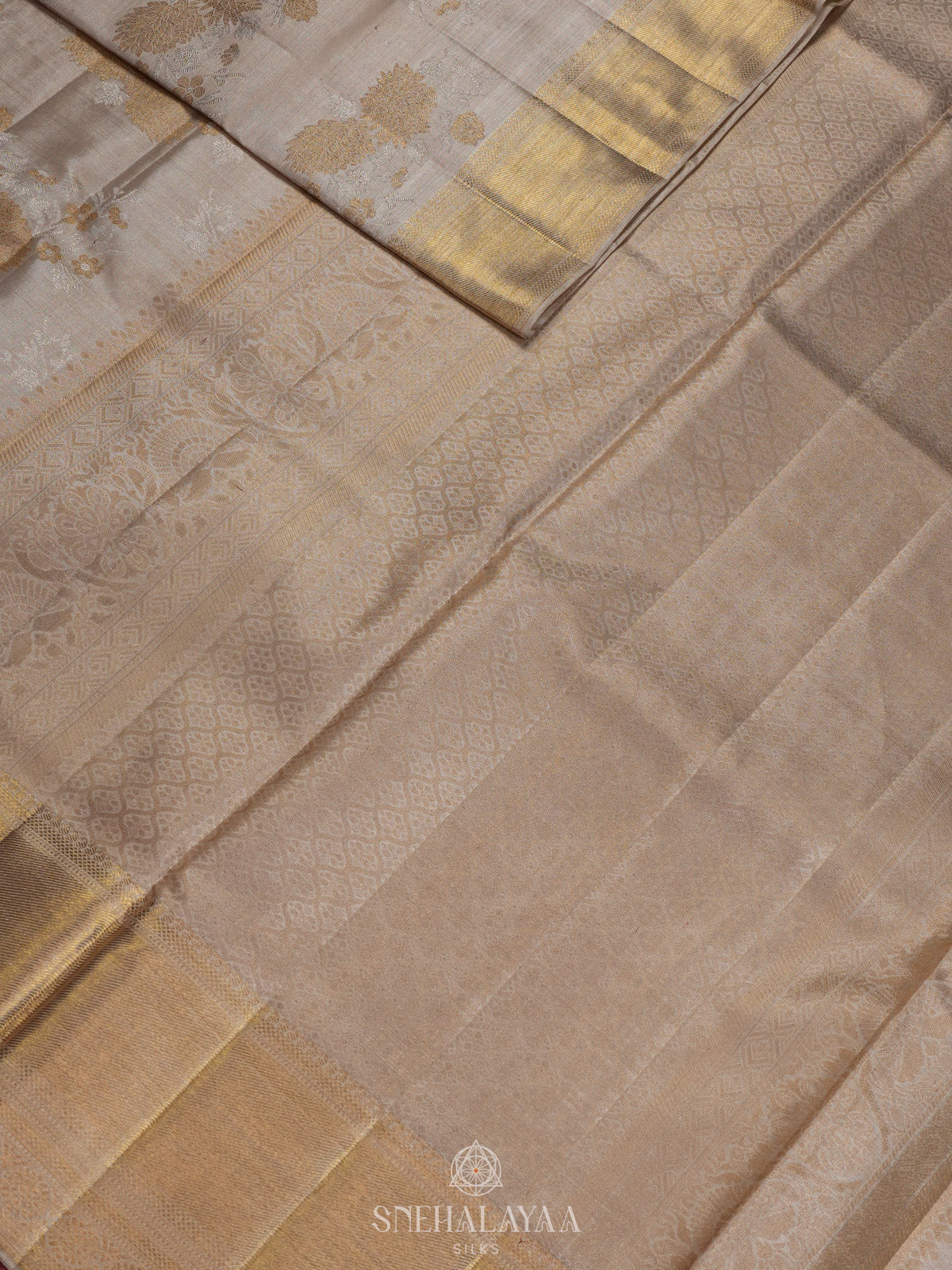 Beige Tissue Kanjivaram Silk Saree