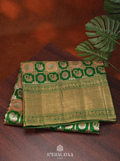 Emerald Green Tissue Kanjivaram Silk Saree