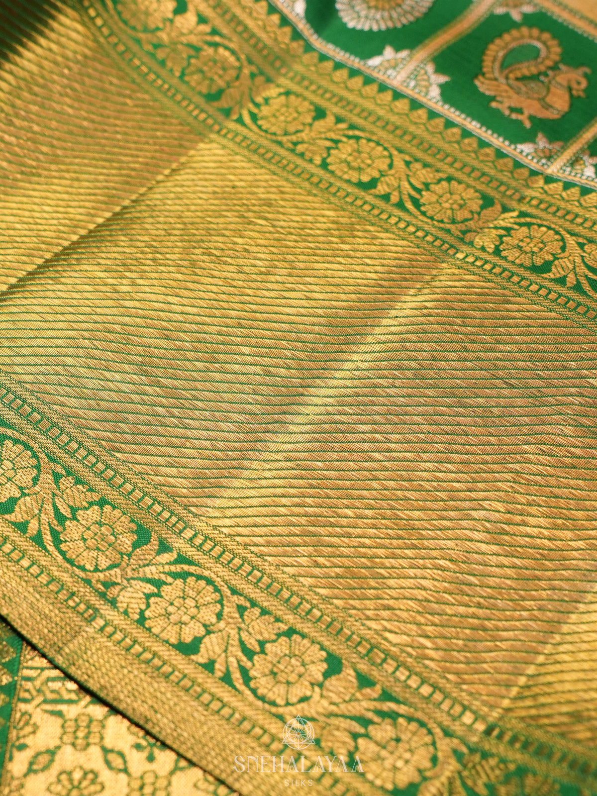 Emerald Green Tissue Kanjivaram Silk Saree