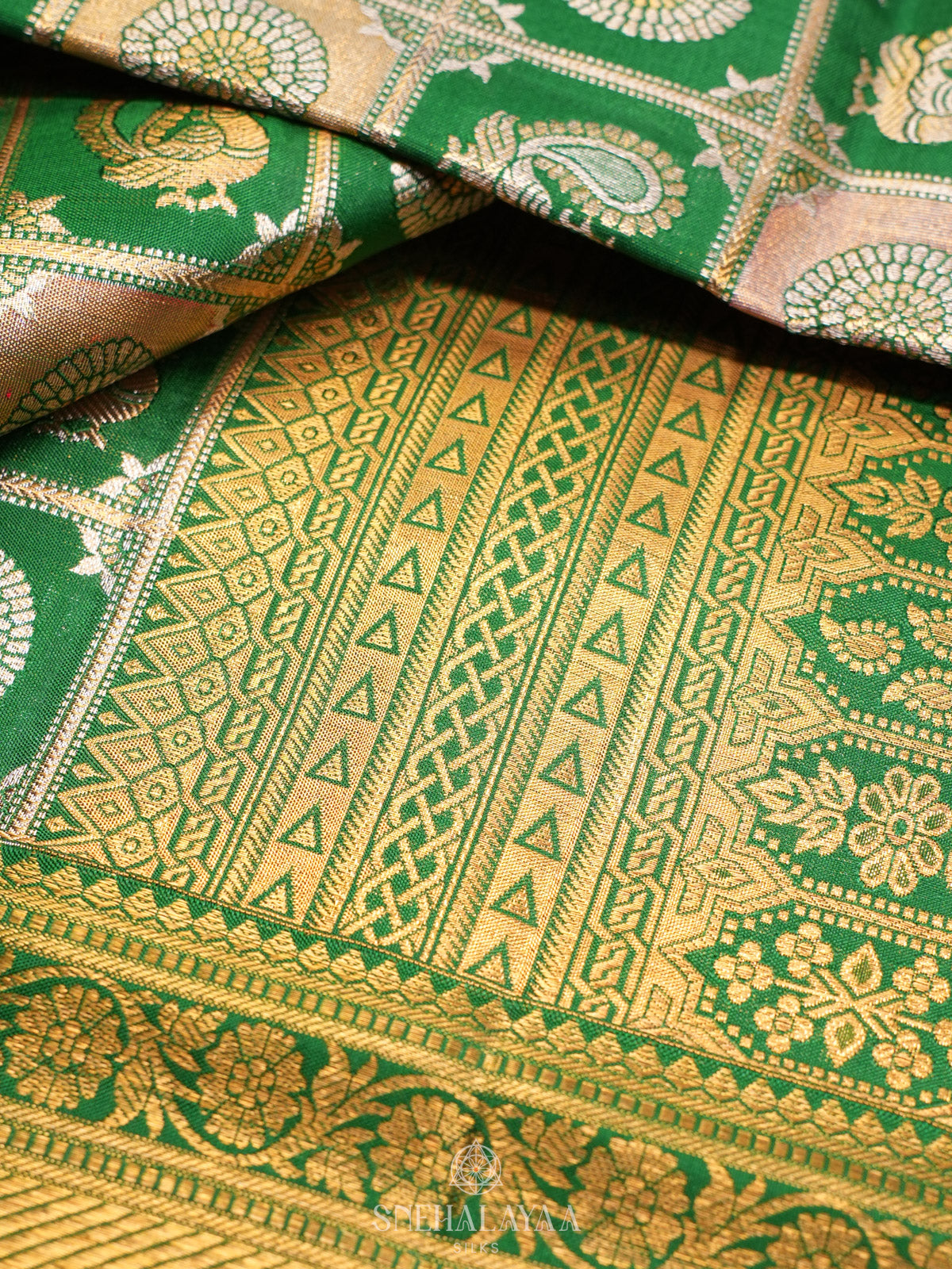 Emerald Green Tissue Kanjivaram Silk Saree