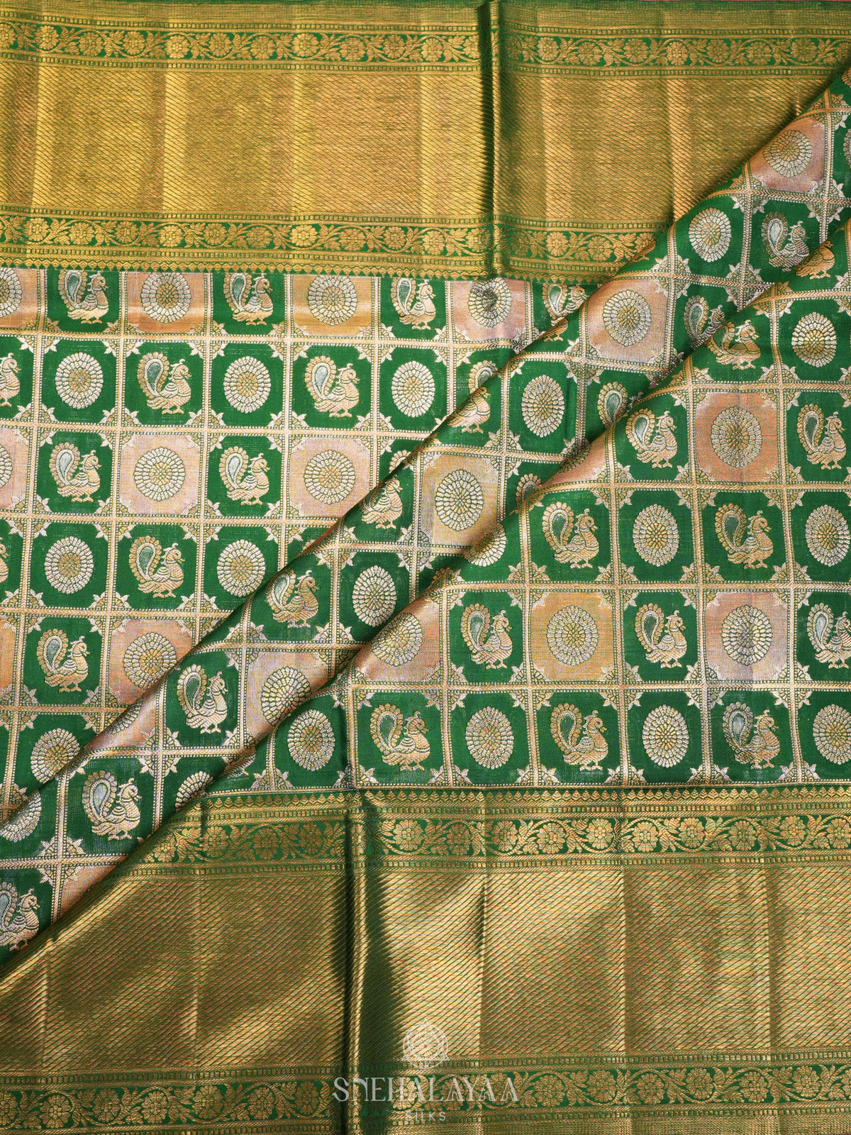 Emerald Green Tissue Kanjivaram Silk Saree
