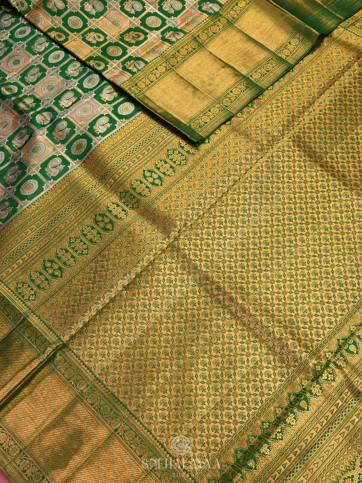 Emerald Green Tissue Kanjivaram Silk Saree