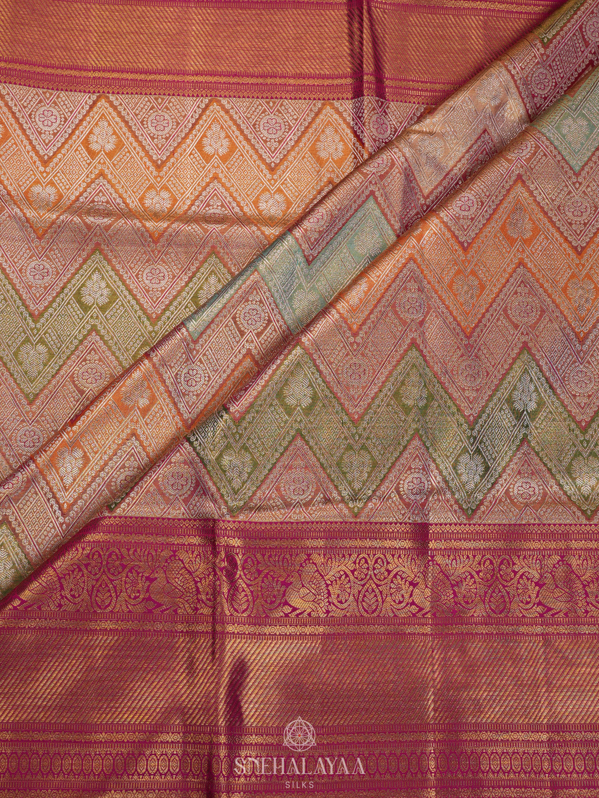 Multicolour Tissue Kanjivaram Silk Saree