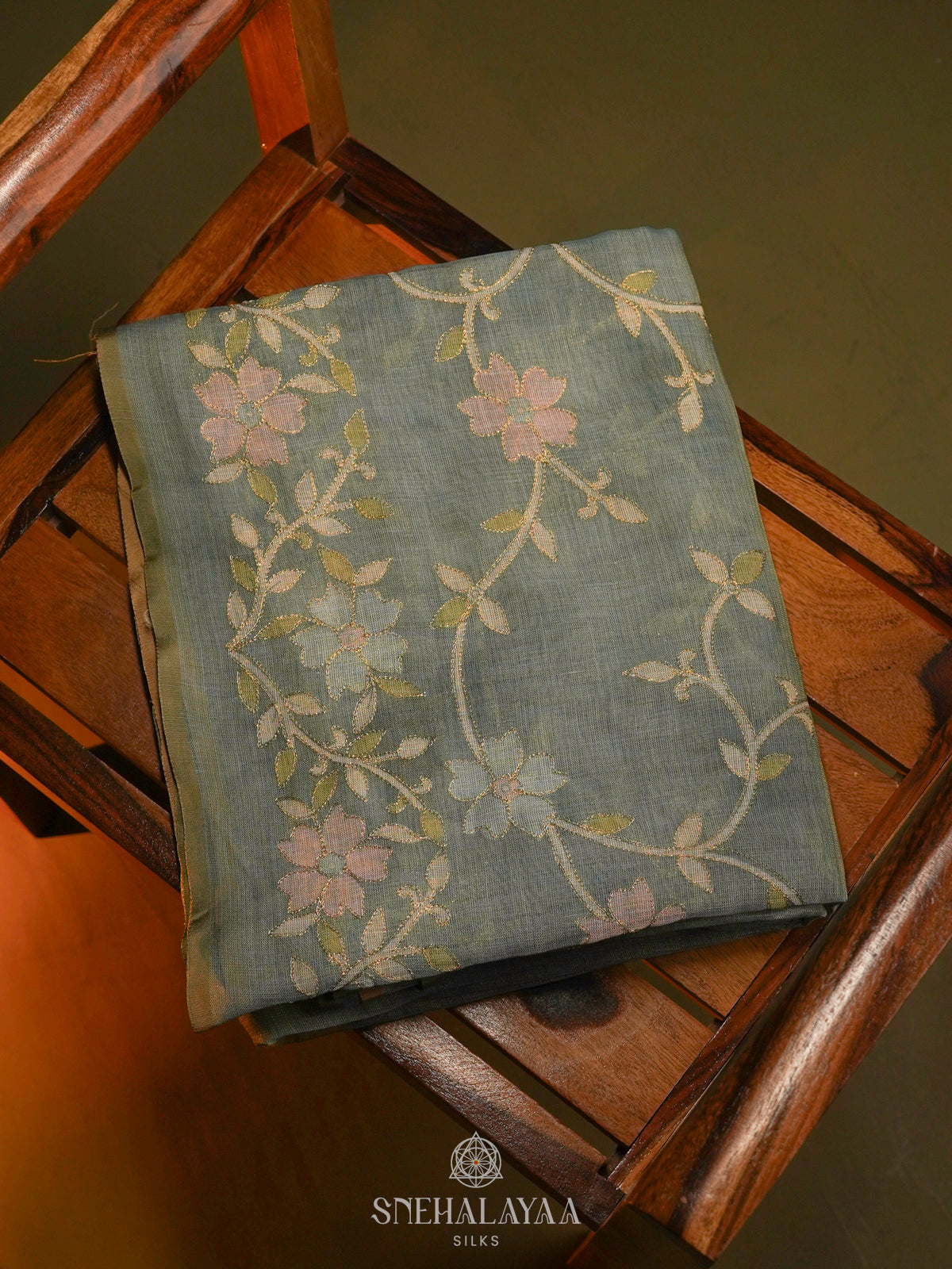 Pale Blue Linen Saree