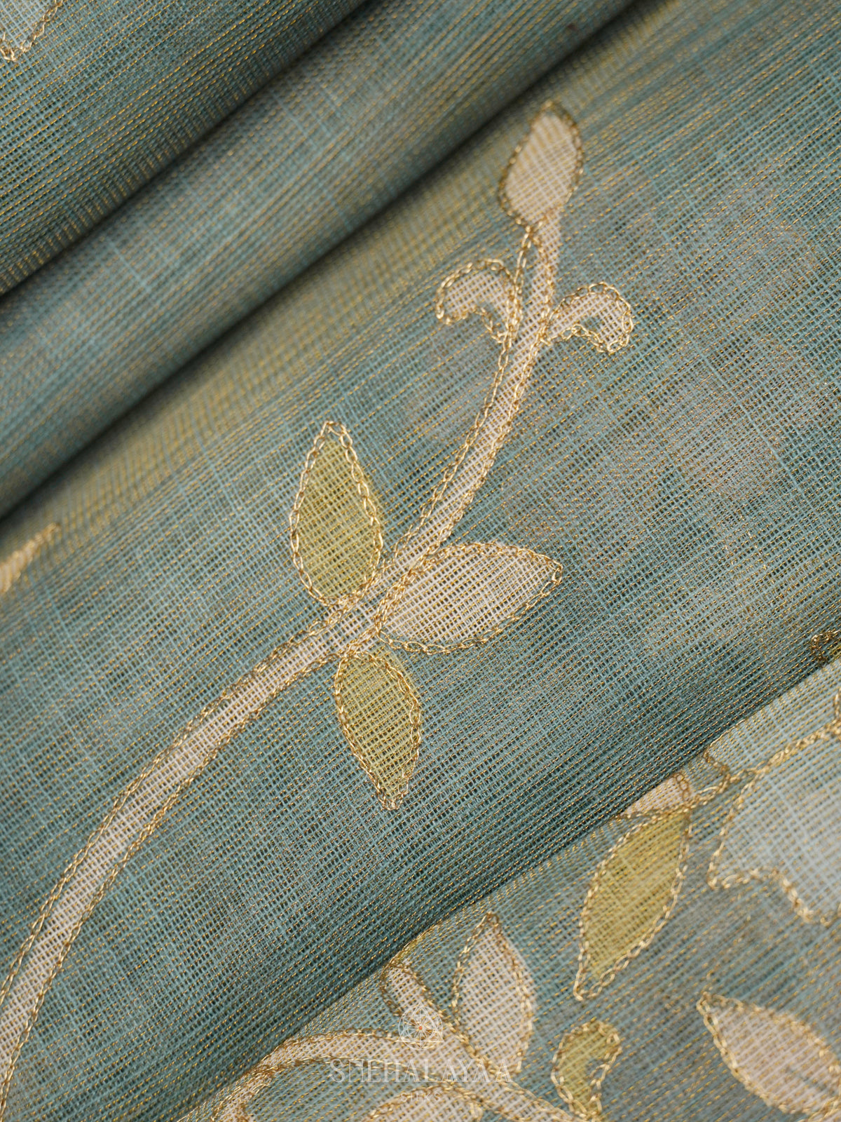 Pale Blue Linen Saree