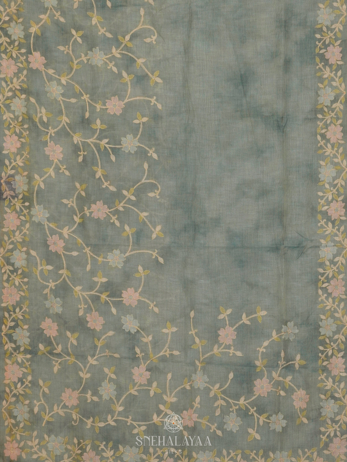 Pale Blue Linen Saree