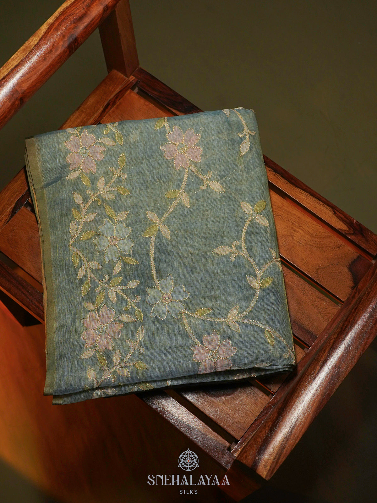 Pale Blue Linen Saree