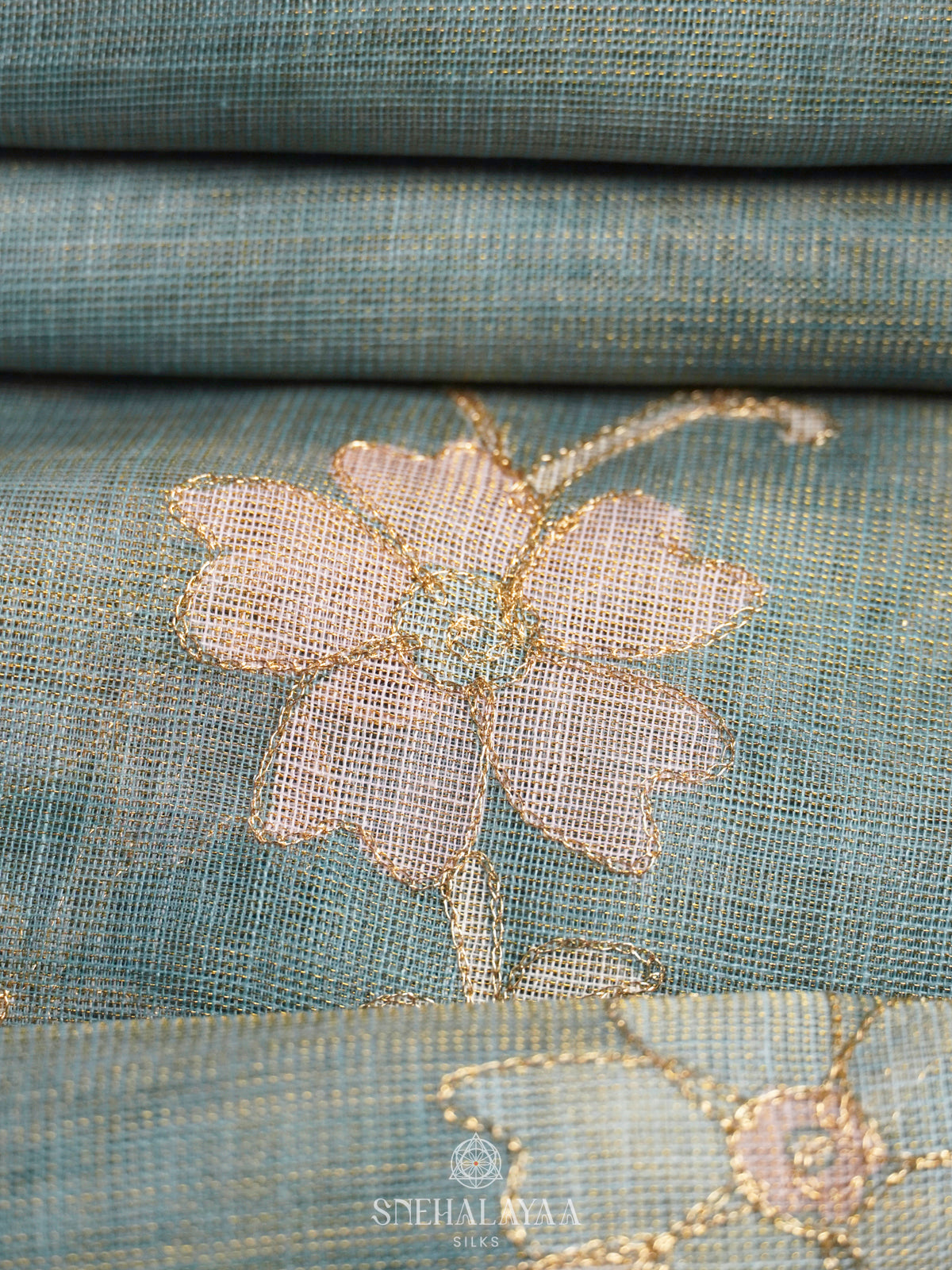 Pale Blue Linen Saree