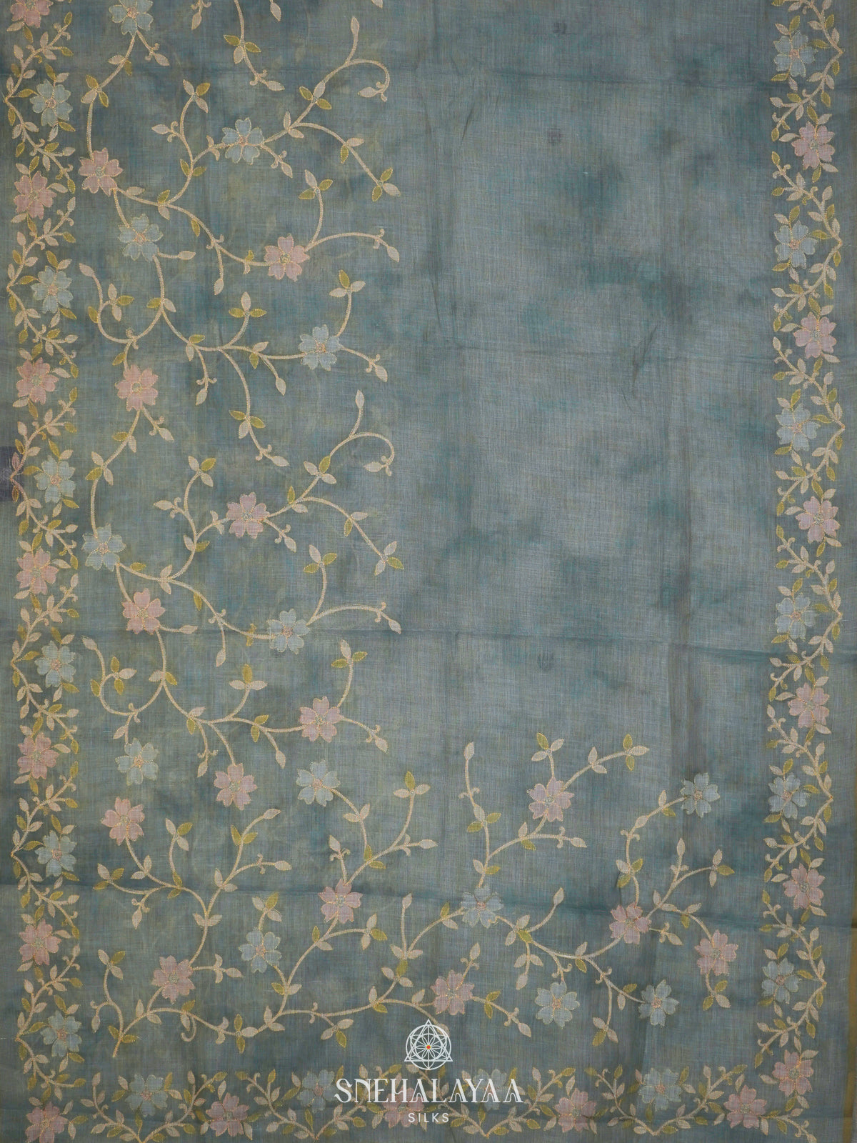 Pale Blue Linen Saree