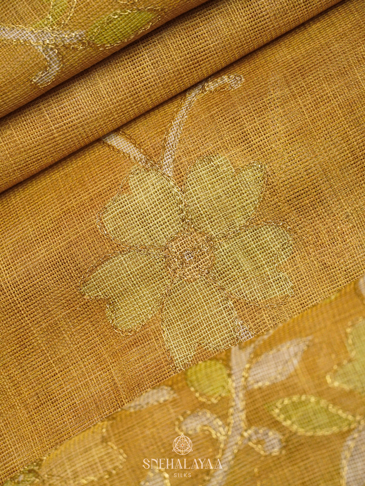 Pale Yellow Linen Saree