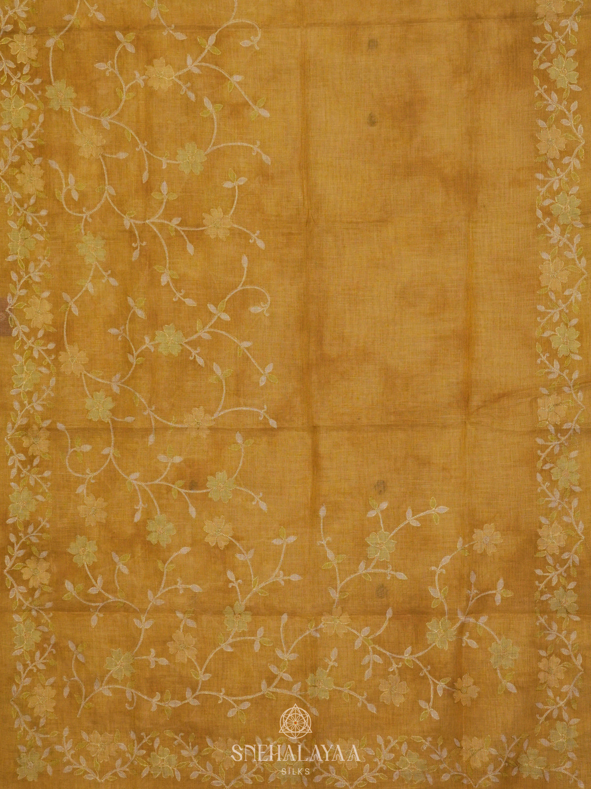 Pale Yellow Linen Saree