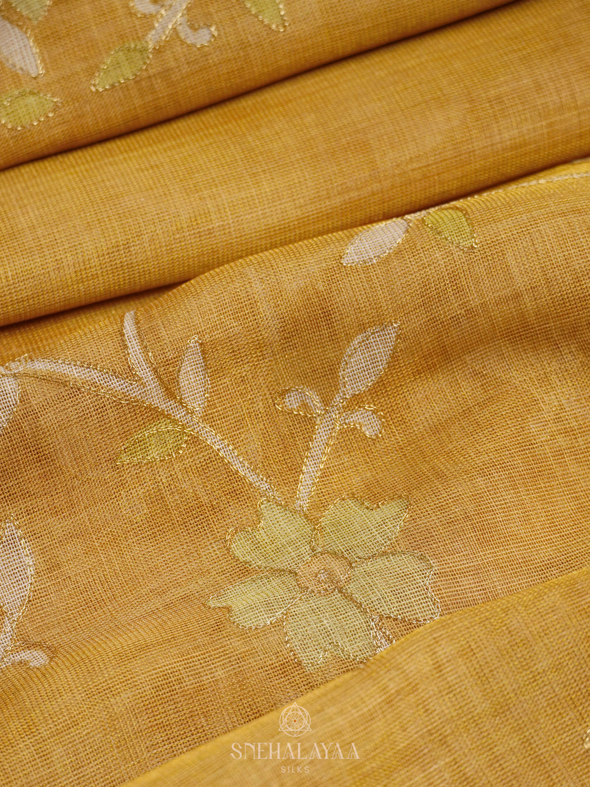 Yellow Linen Saree