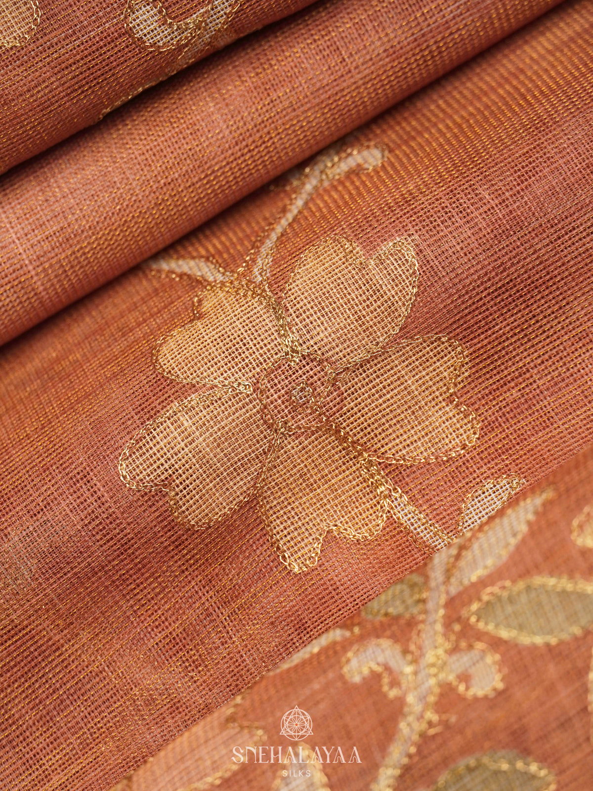 Peach Linen Saree