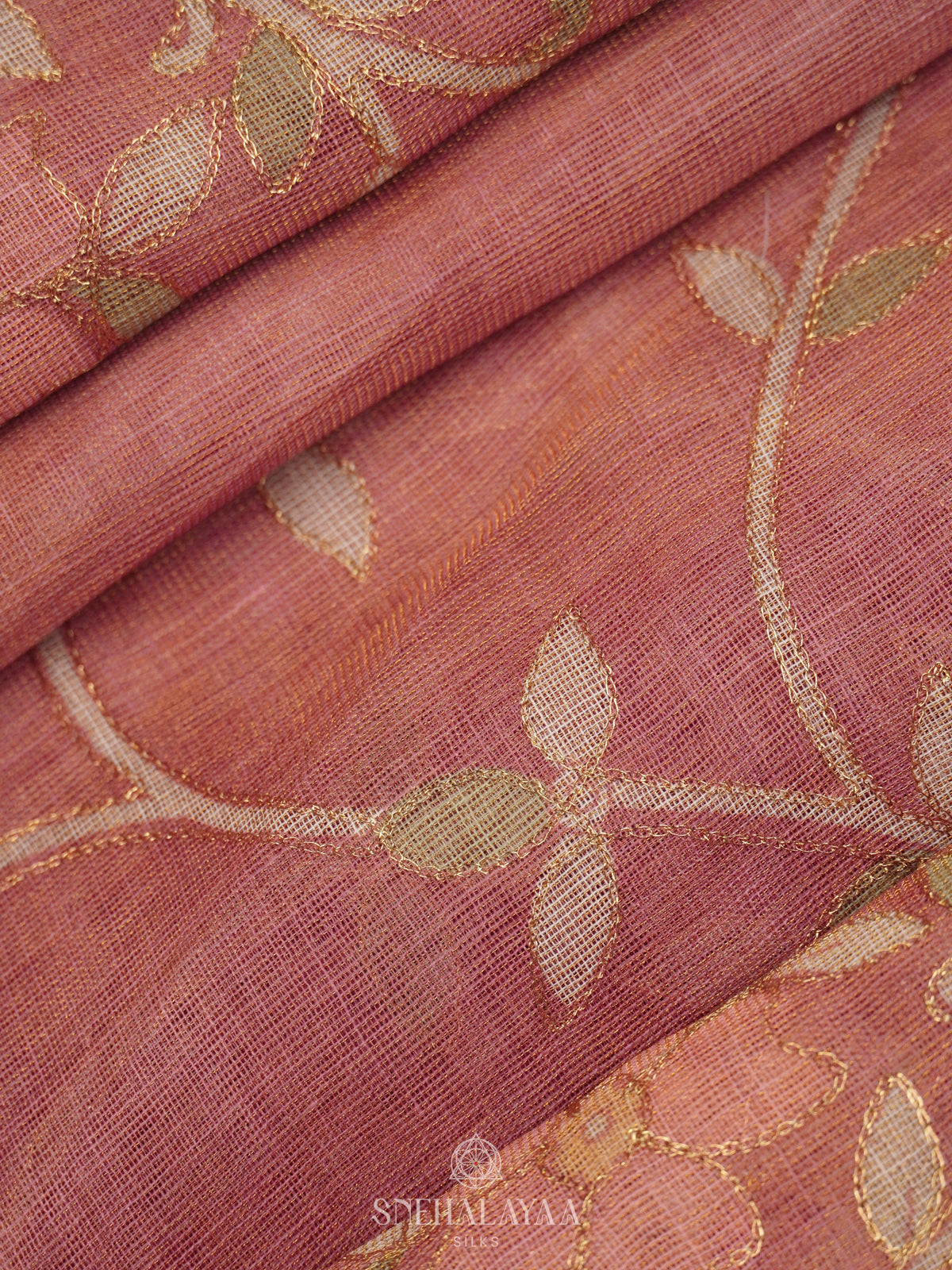 Pink Linen Saree