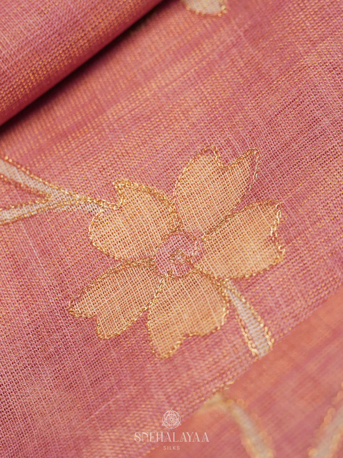 Pink Linen Saree
