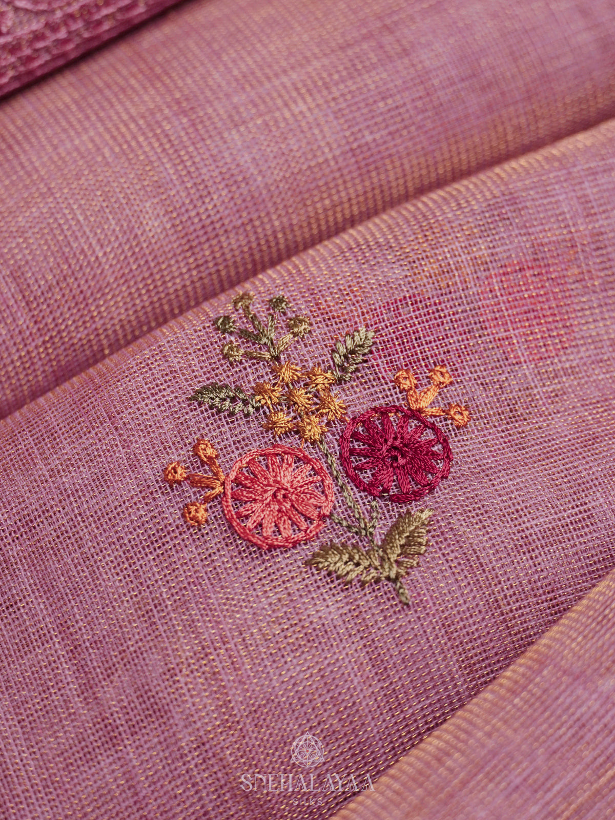 Pink Linen Saree