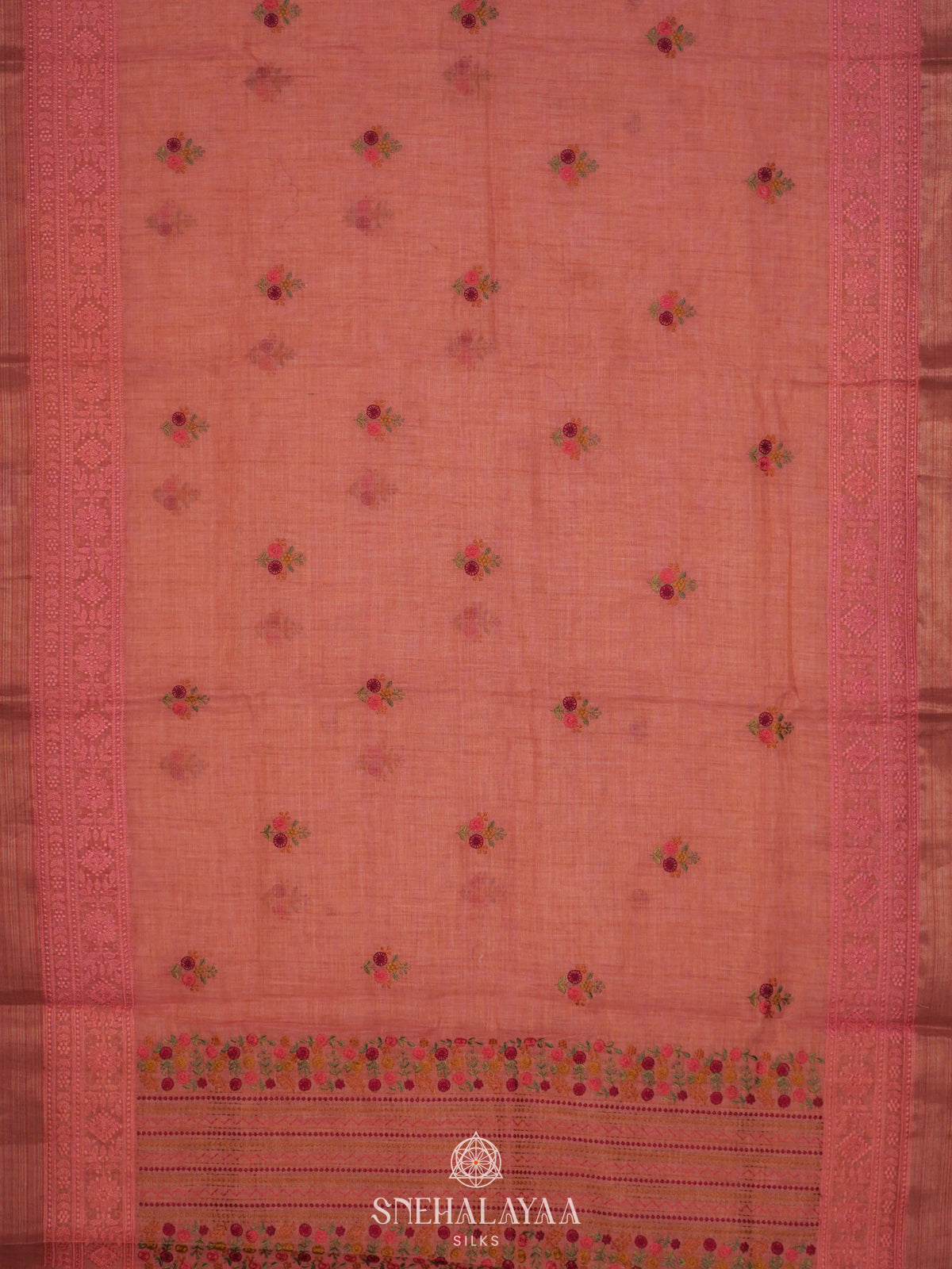 Peach Linen Saree