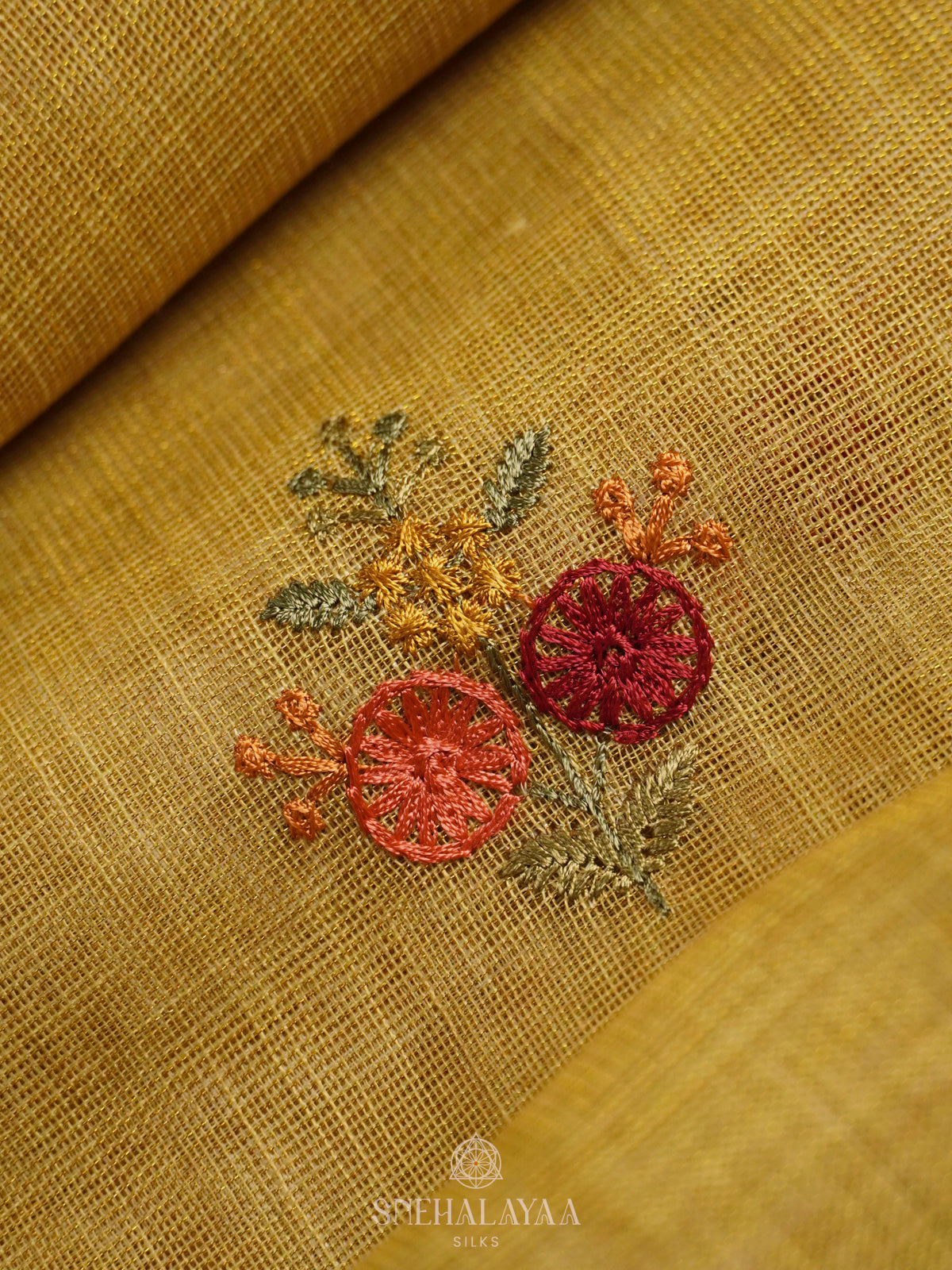 Yellow Linen Saree