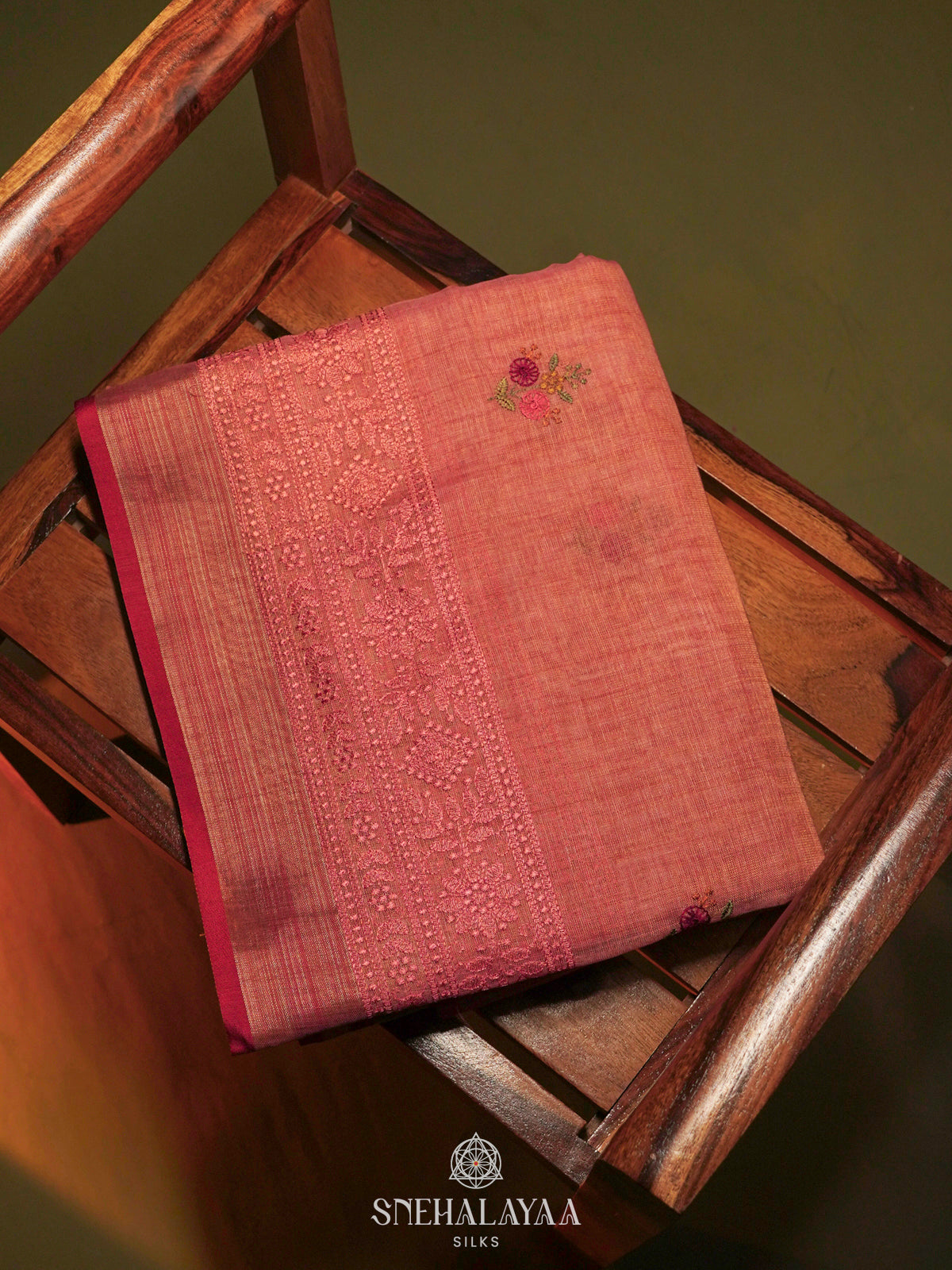 Peach Linen Saree