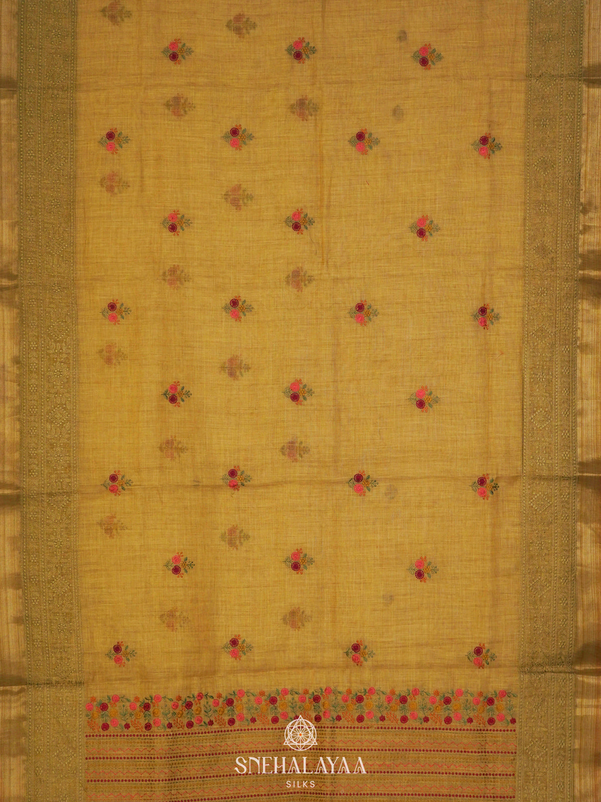 Yellow Linen Saree