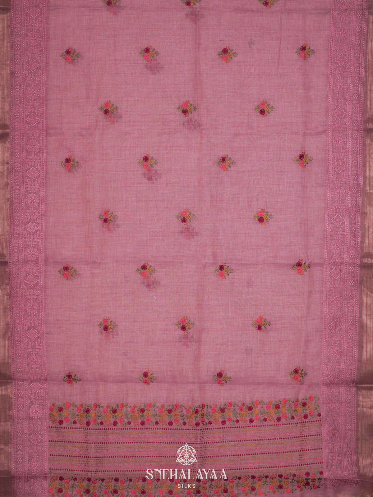 Pink Linen Saree