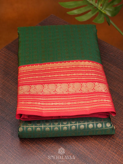 Forest Green Kanjivaram Silk Saree