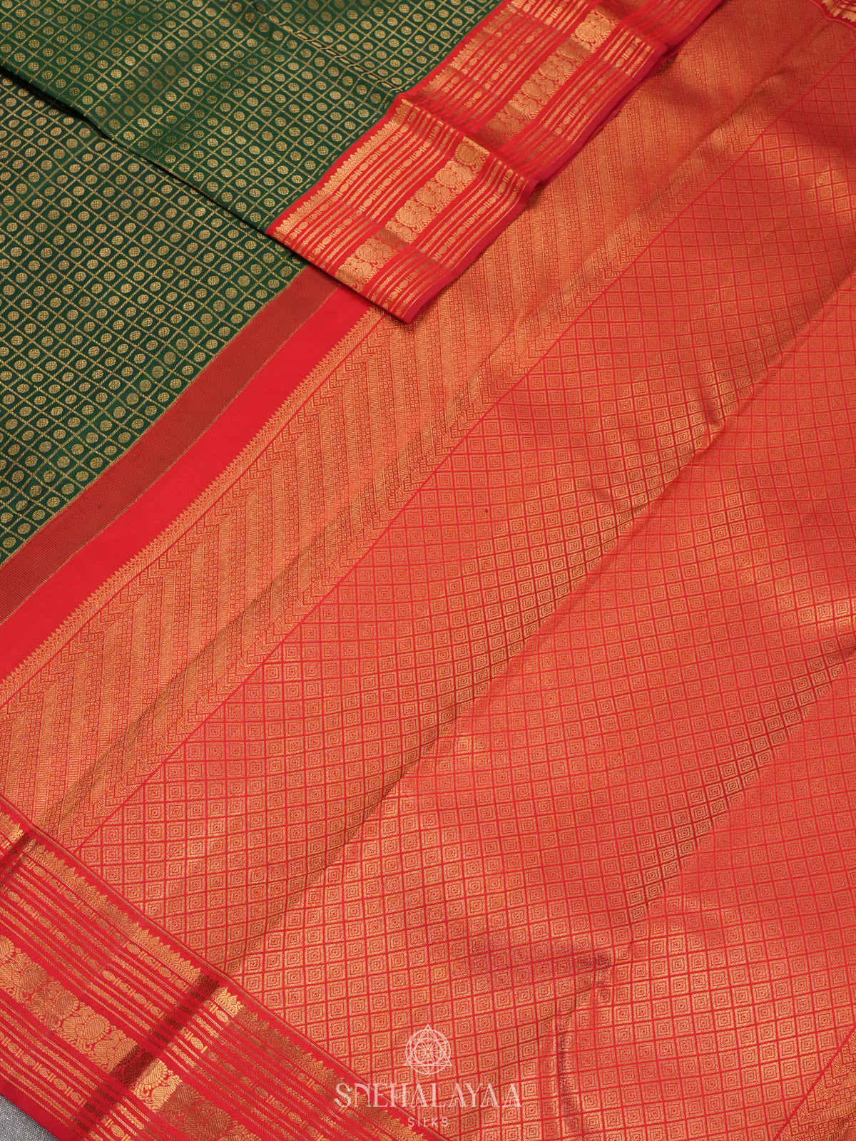 Forest Green Kanjivaram Silk Saree
