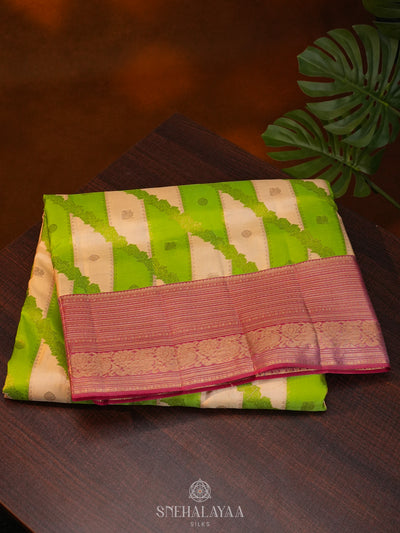 Lime Green Kanjivaram Silk Saree