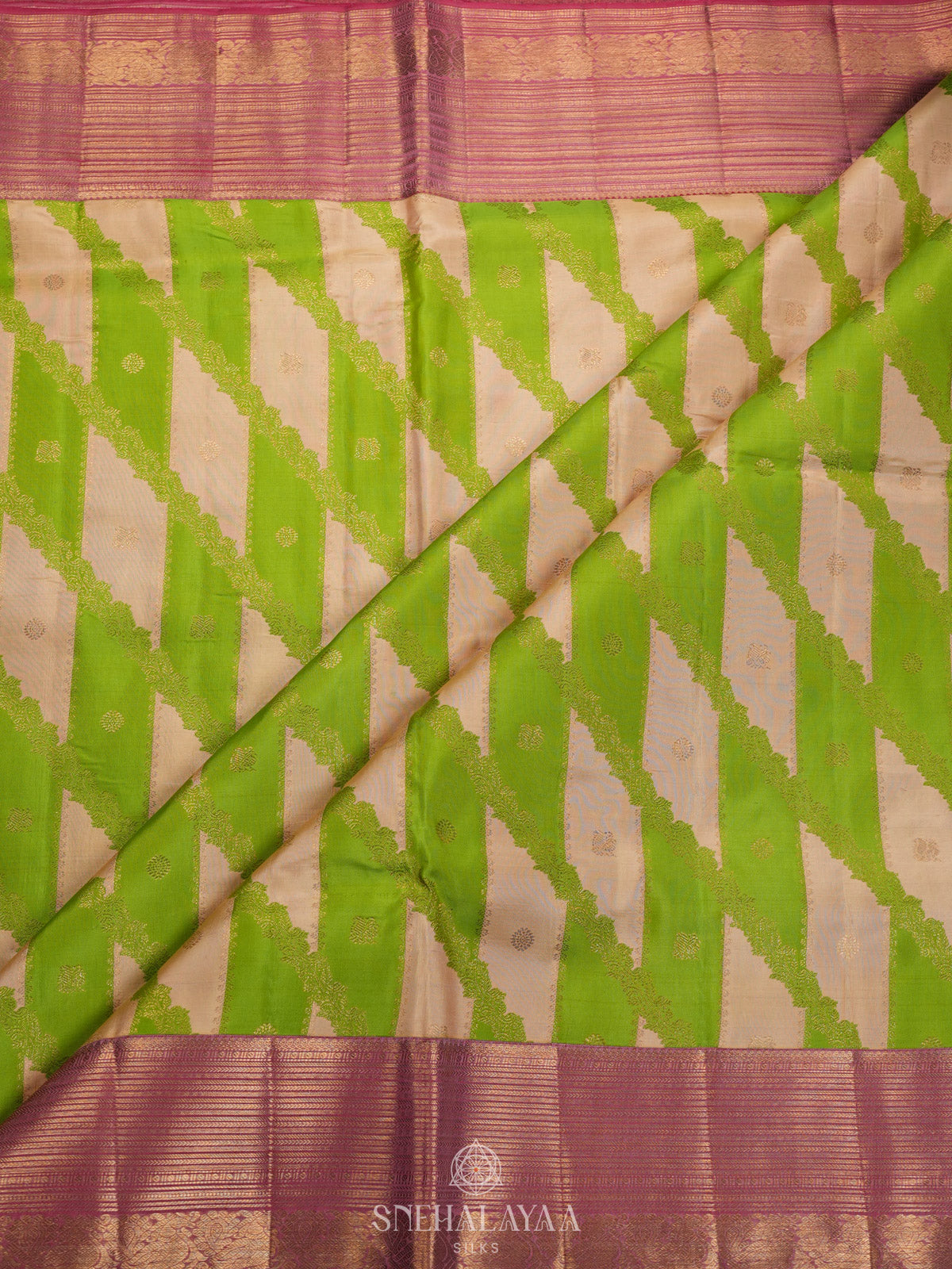 Lime Green Kanjivaram Silk Saree