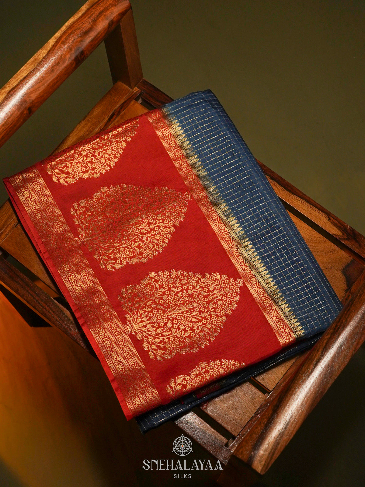 Peacock Blue Banaras Silk Saree