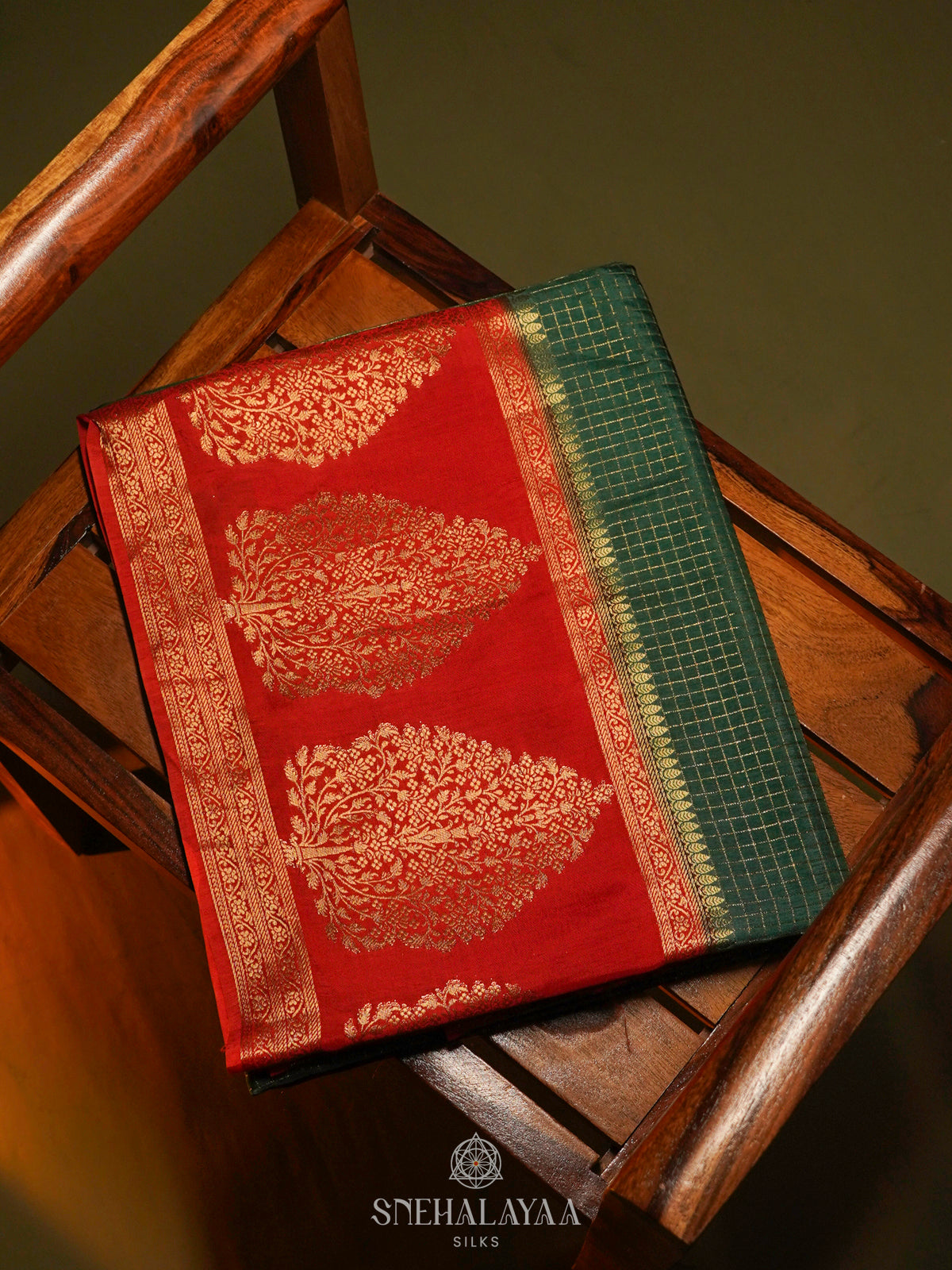 Forest Green Banaras Silk Saree