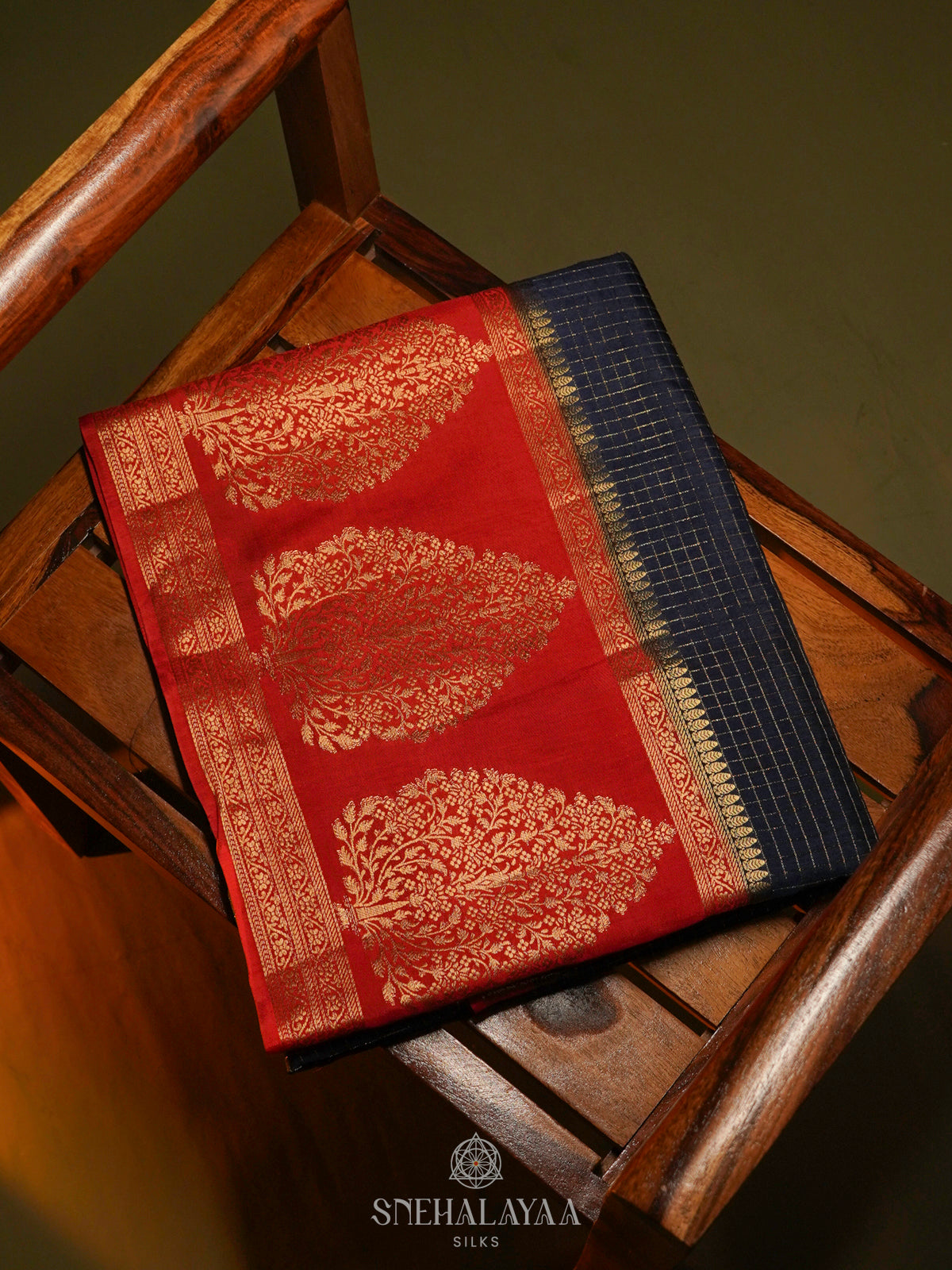 Navy Blue Banaras Silk Saree