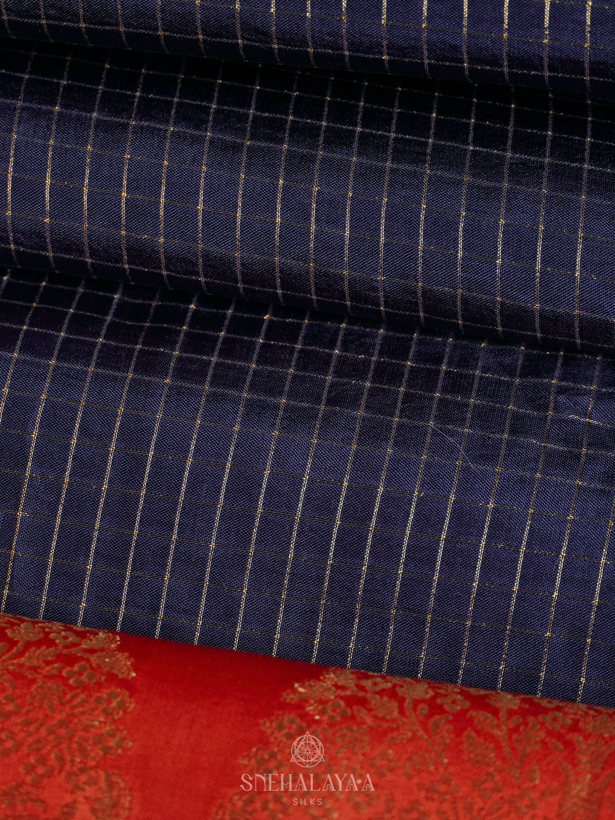 Navy Blue Banaras Silk Saree