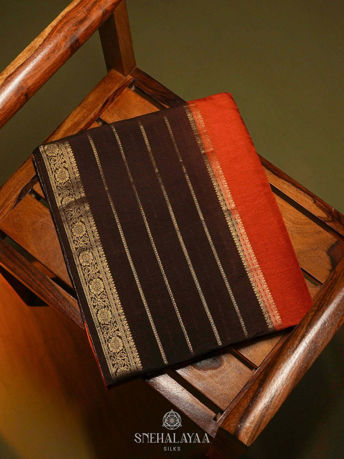 Orange Banaras Silk Saree