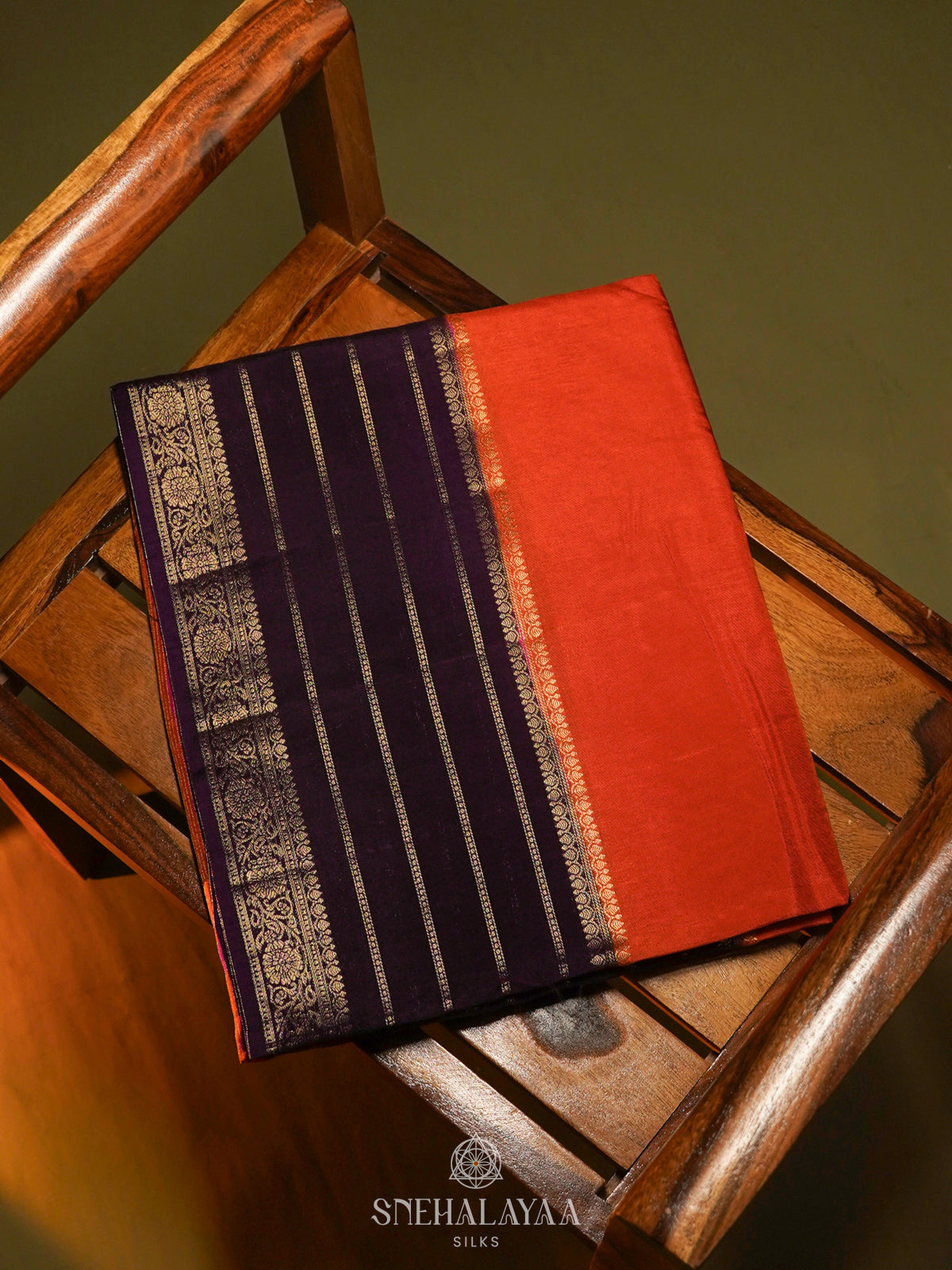 Orange Banaras Silk Saree