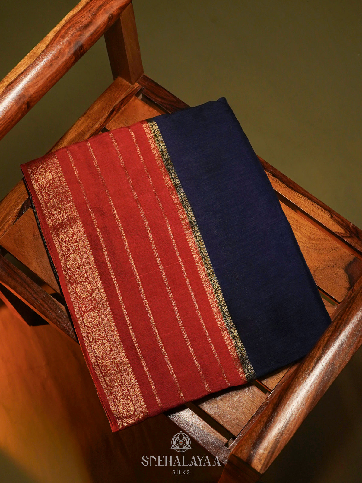 Navy Blue Banaras Silk Saree