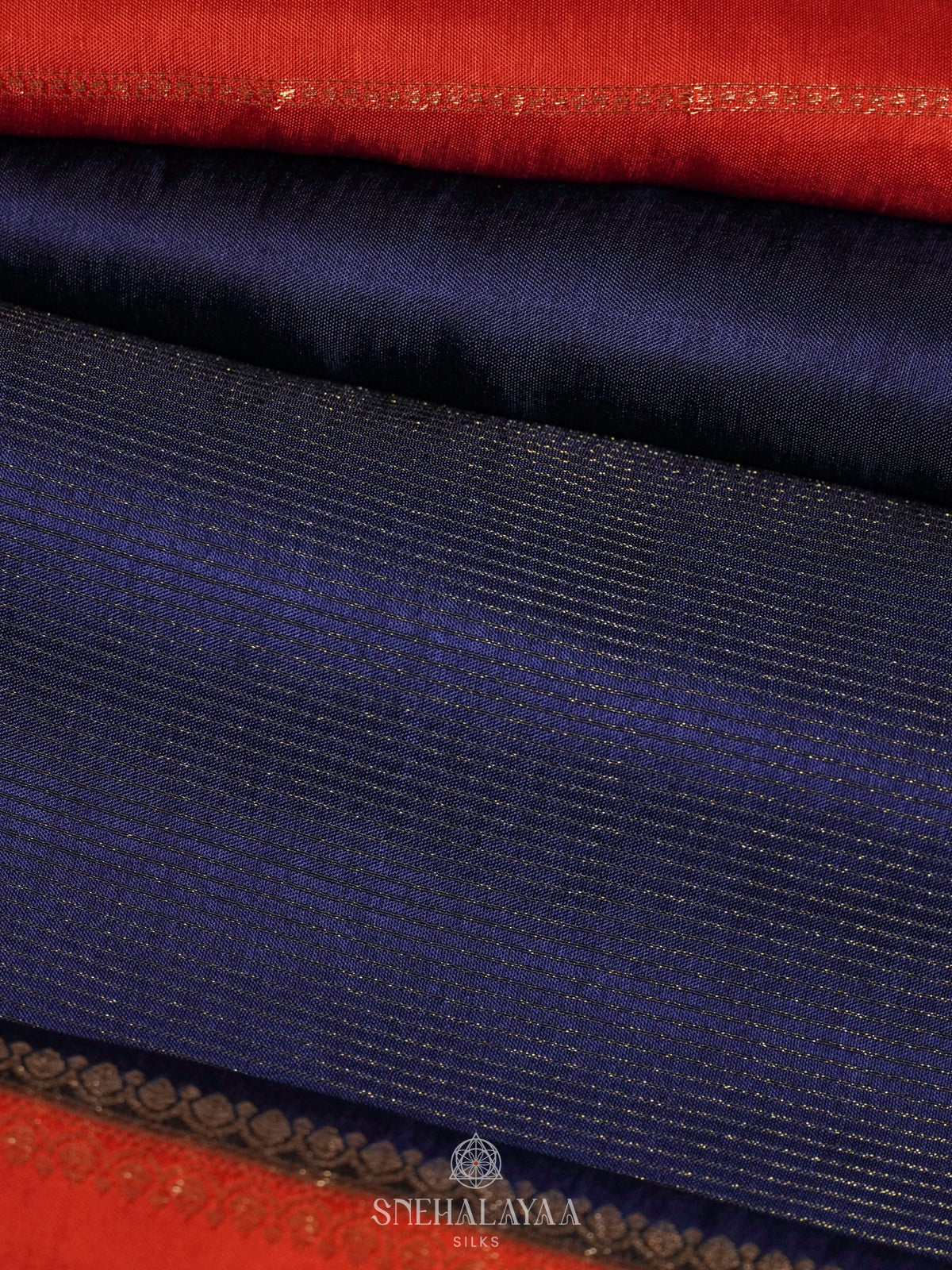 Navy Blue Banaras Silk Saree