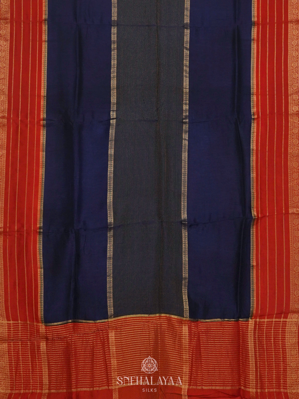 Navy Blue Banaras Silk Saree