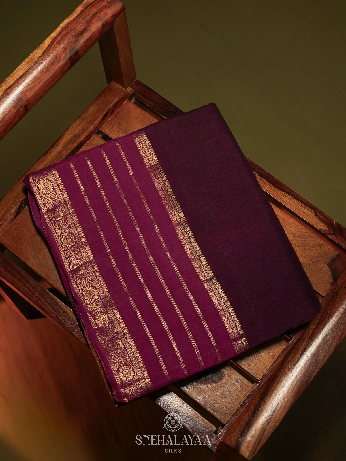 Burgundy Banaras Silk Saree