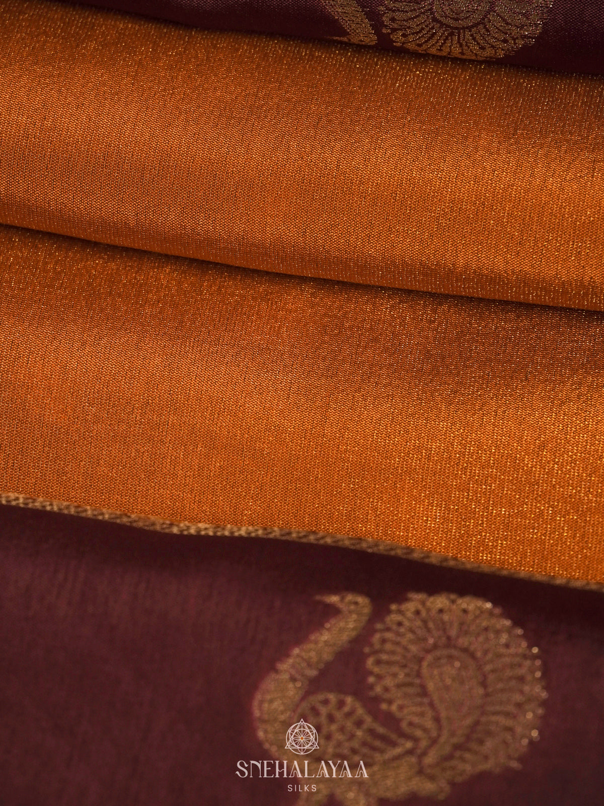 Burnt Orange Banaras Silk Saree