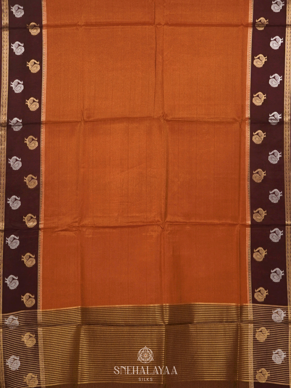 Burnt Orange Banaras Silk Saree