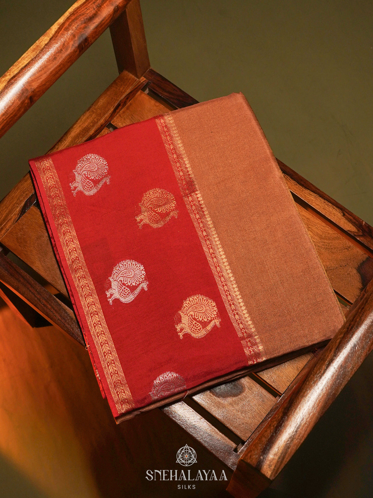 Peach Banaras Silk Saree