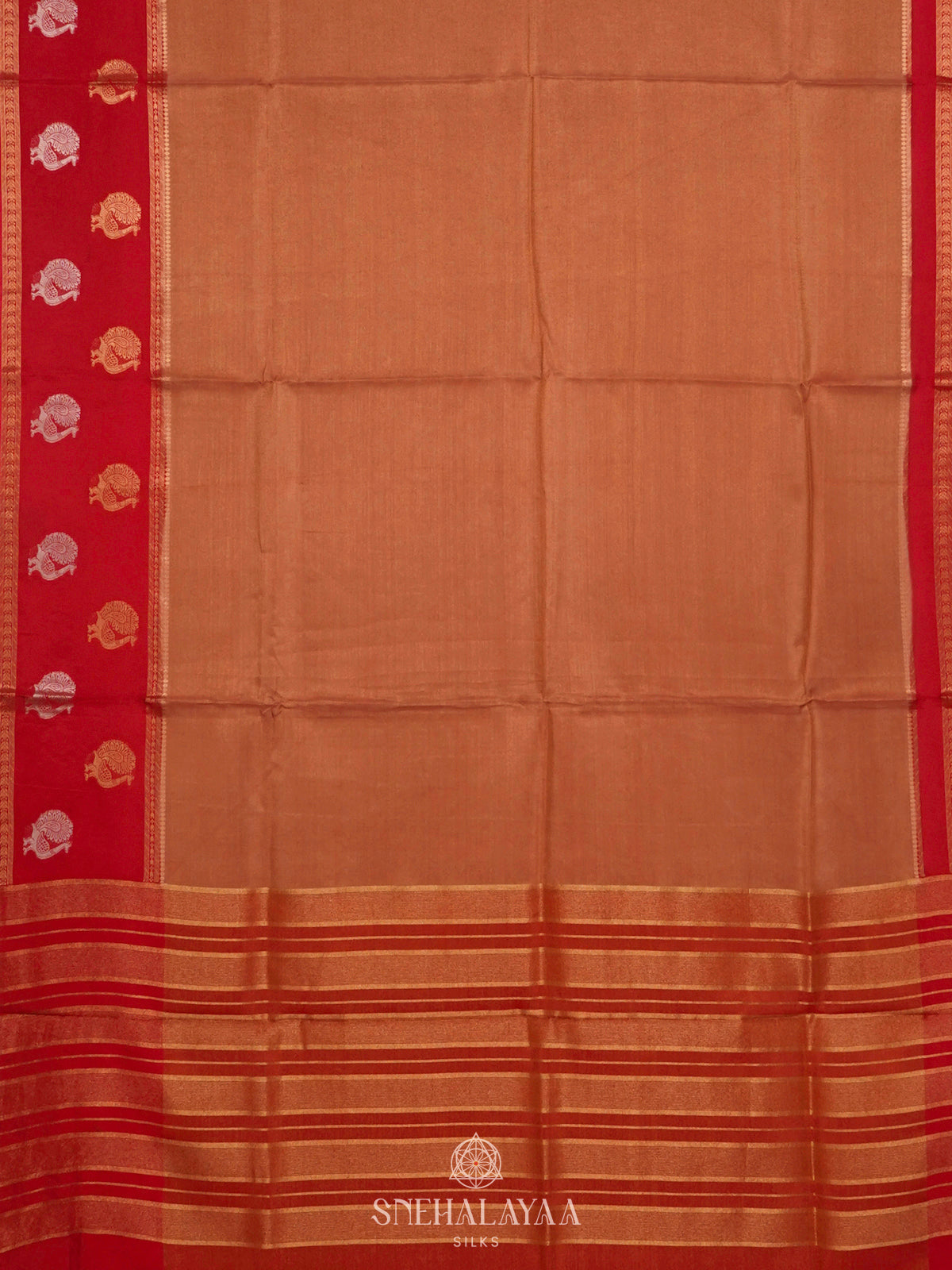 Peach Banaras Silk Saree